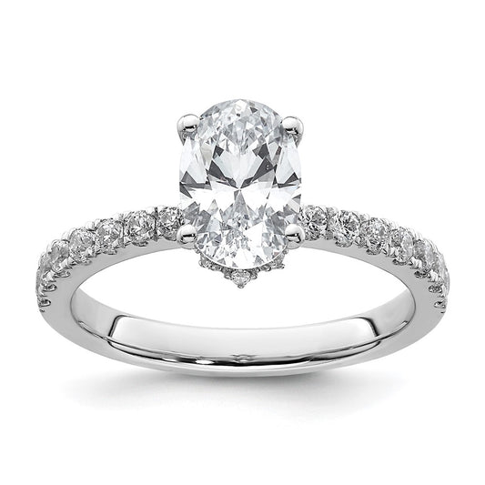 14k White Gold 1 3/8 Ct. Lab Grown Diamond VS/SI+ G+ Oval Complete Solitaire Engagement Ring