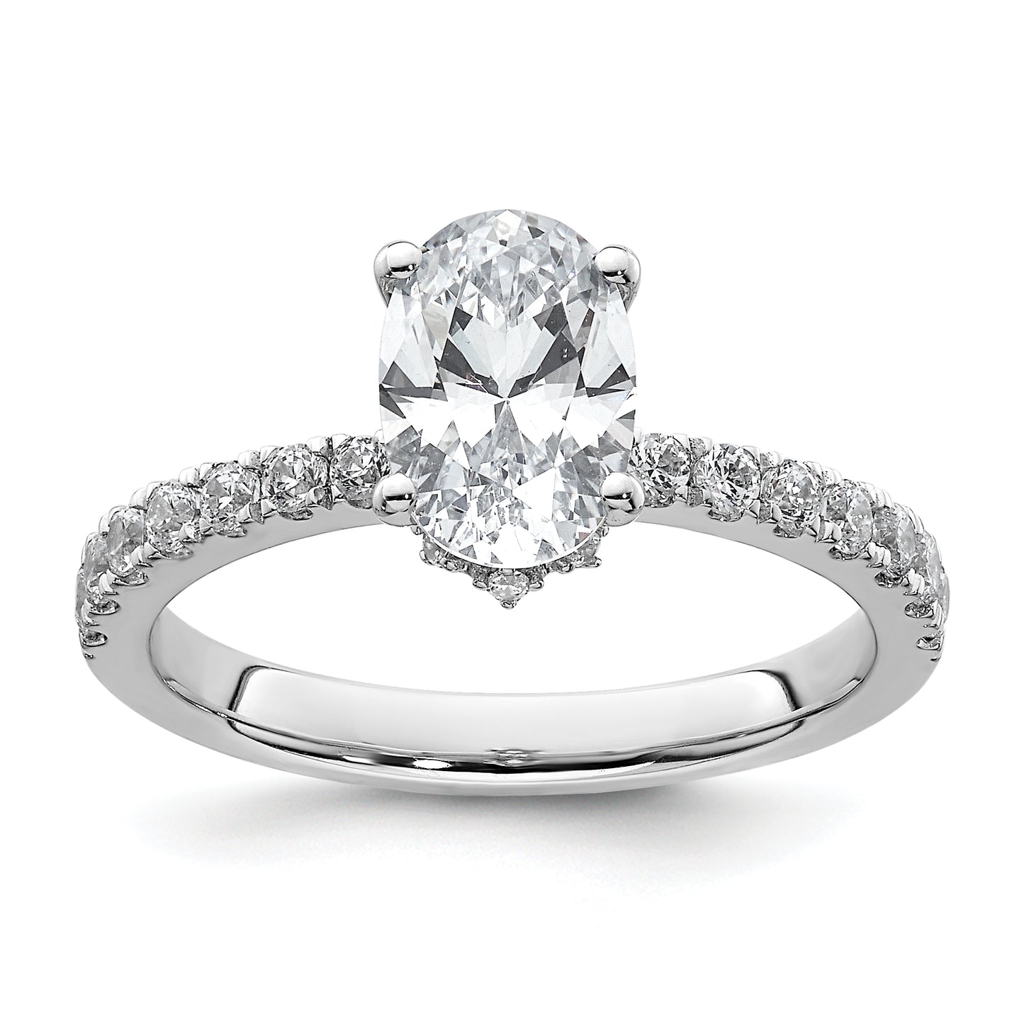 14k White Gold 1/4 Ct. Lab Grown Diamond VS/SI+ G+ 1 1/2 Ct. center Oval Engagement Ring