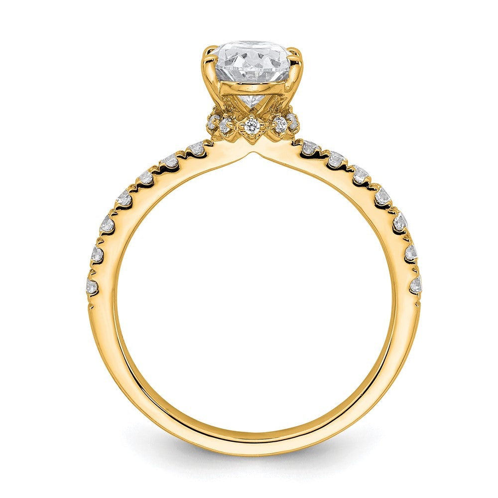 14k Yellow Gold White 1/4 Ct. Lab Grown Diamond VS/SI+ G+ 1 1/2 Ct. center Oval Semi Mount Engagement Ring