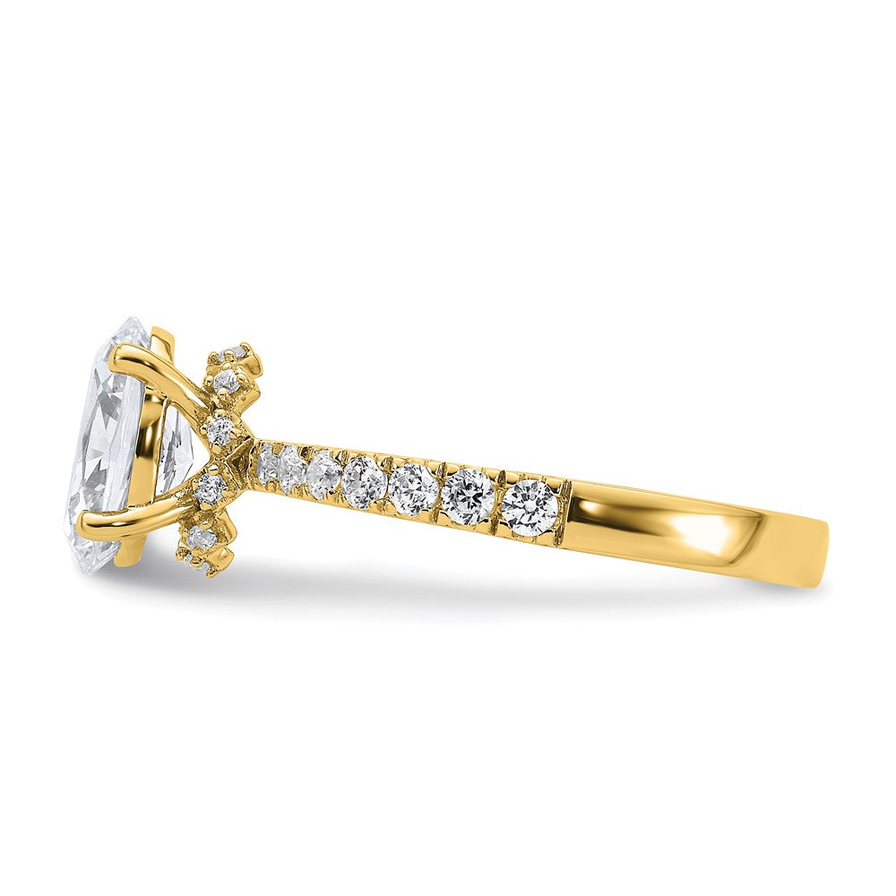 14k Yellow Gold White 1/4 Ct. Lab Grown Diamond VS/SI+ G+ 1 1/2 Ct. center Oval Semi Mount Engagement Ring