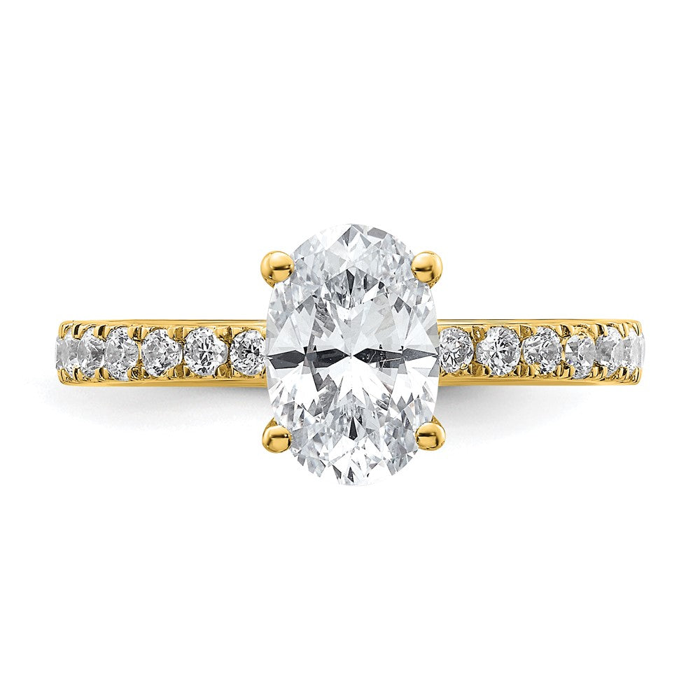 14k Yellow Gold White 1/4 Ct. Lab Grown Diamond VS/SI+ G+ 1 1/2 Ct. center Oval Semi Mount Engagement Ring