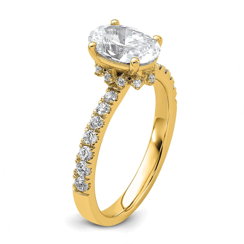 14k Yellow Gold White 1/4 Ct. Lab Grown Diamond VS/SI+ G+ 1 1/2 Ct. center Oval Semi Mount Engagement Ring