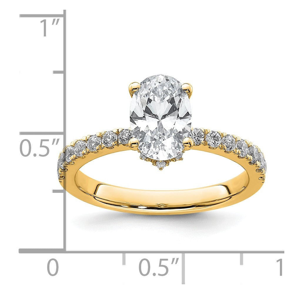 14k Yellow Gold White 1/4 Ct. Lab Grown Diamond VS/SI+ G+ 1 1/2 Ct. center Oval Semi Mount Engagement Ring