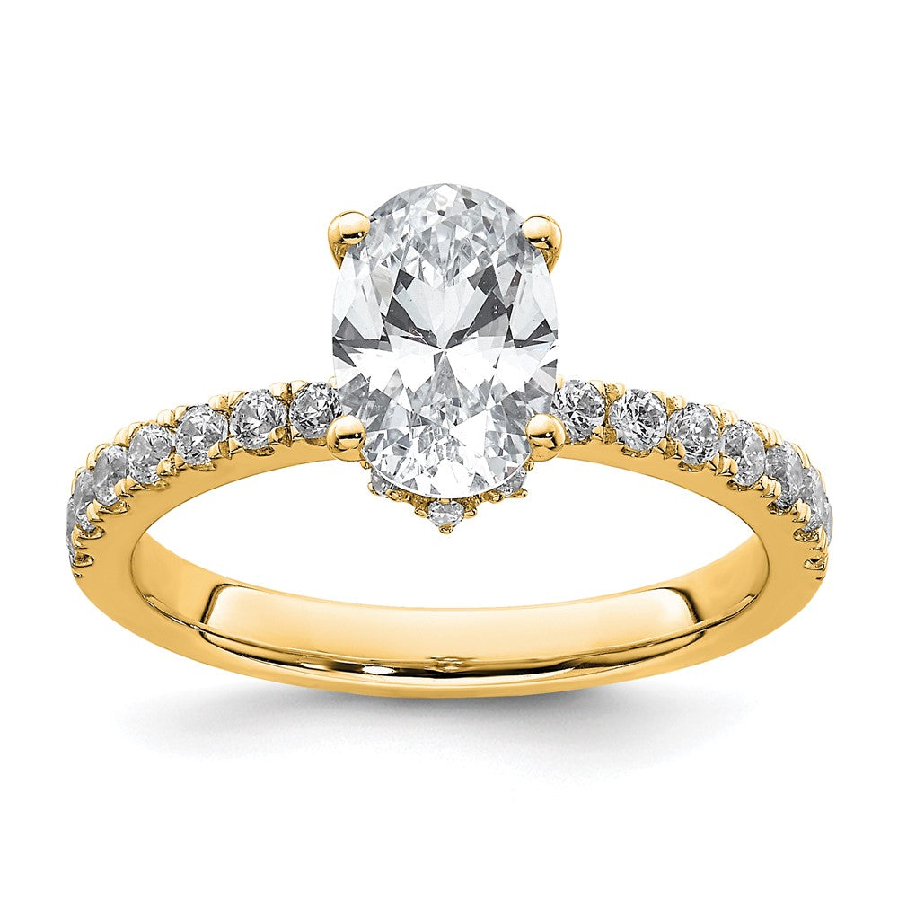 14k Yellow Gold White 1/4 Ct. Lab Grown Diamond VS/SI+ G+ 1 1/2 Ct. center Oval Semi Mount Engagement Ring