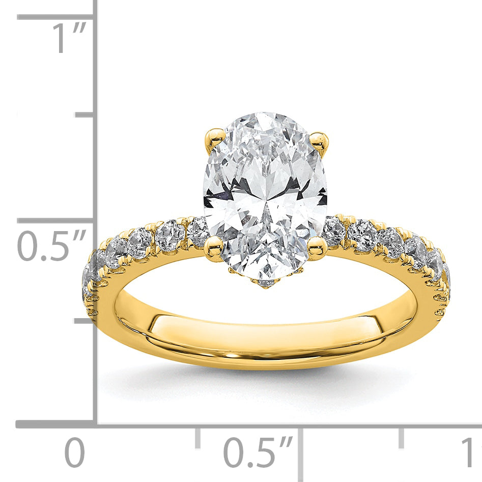 14k Yellow Gold White 2 1/4 Ct. Lab Grown Diamond VS/SI+ G+ Oval Solitaire Engagement Ring