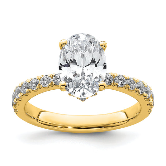 14k Yellow Gold White 2 1/4 Ct. Lab Grown Diamond VS/SI+ G+ Oval Solitaire Engagement Ring