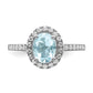 Pure Serenity 14k White Gold 1/3 Ct. Lab Grown Diamond VS/SI and Oval Lab Created Aquamarine Halo Engagement Ring