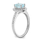 Pure Serenity 14k White Gold 1/3 Ct. Lab Grown Diamond VS/SI and Oval Lab Created Aquamarine Halo Engagement Ring