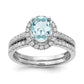 Pure Serenity 14k White Gold 1/3 Ct. Lab Grown Diamond VS/SI and Oval Lab Created Aquamarine Halo Engagement Ring