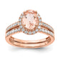 Pure Serenity 14k Rose Gold 1/3 Ct. Lab Grown Diamond VS/SI+ G+ and Oval Morganite Halo Engagement Ring