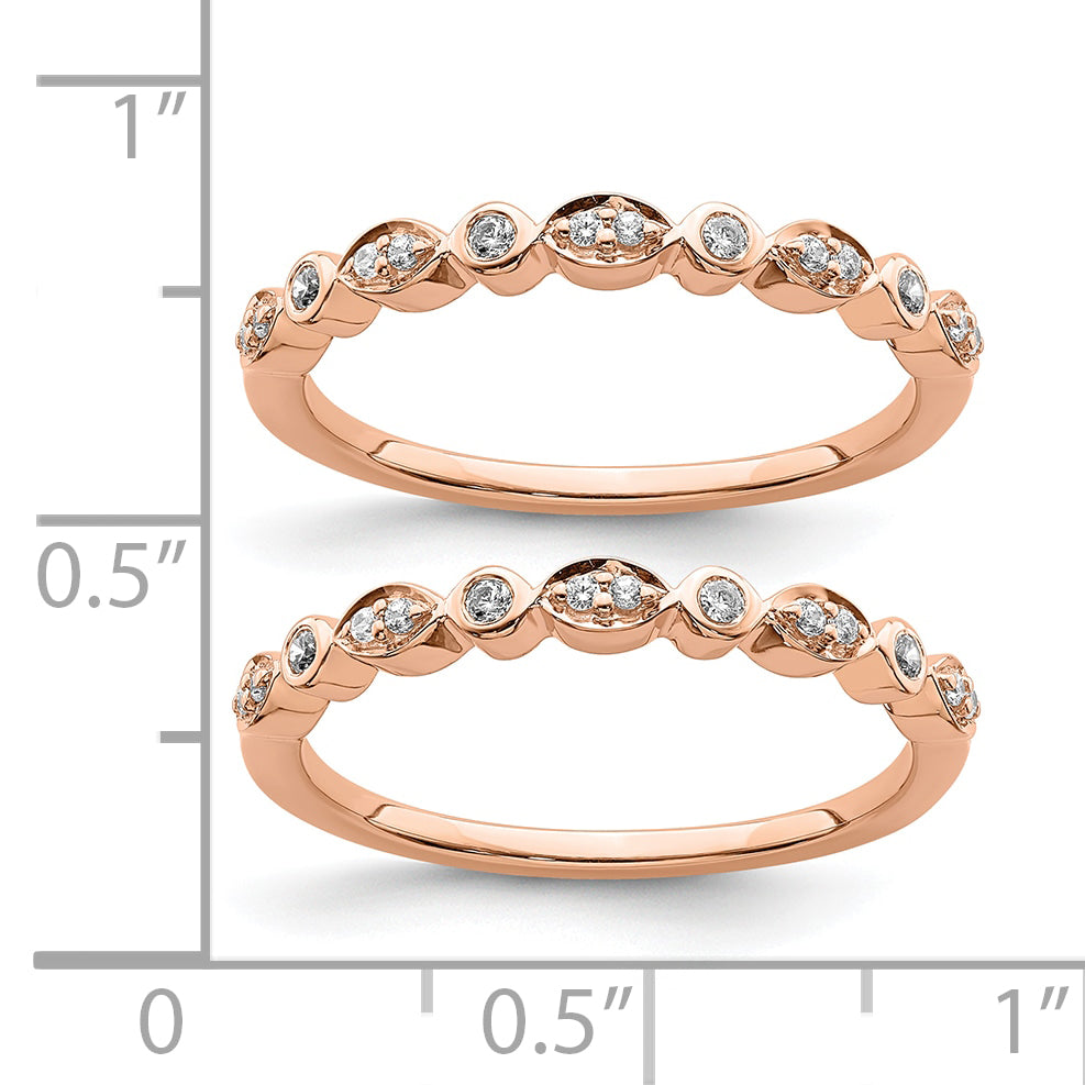 Pure Serenity 14k Rose Gold 1/5 Ct. Lab Grown Diamond VS/SI+ G+ Two Wedding Band Ring Set