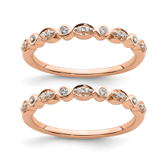 Pure Serenity 14k Rose Gold 1/5 Ct. Lab Grown Diamond VS/SI+ G+ Two Wedding Band Ring Set