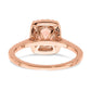 Pure Serenity 14k Rose Gold 1/3 Ct. Lab Grown Diamond VS/SI+ G+ and Long Cushion Morganite Halo Engagement Ring