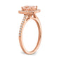 Pure Serenity 14k Rose Gold 1/3 Ct. Lab Grown Diamond VS/SI+ G+ and Long Cushion Morganite Halo Engagement Ring