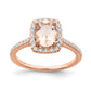 Pure Serenity 14k Rose Gold 1/3 Ct. Lab Grown Diamond VS/SI+ G+ and Long Cushion Morganite Halo Engagement Ring