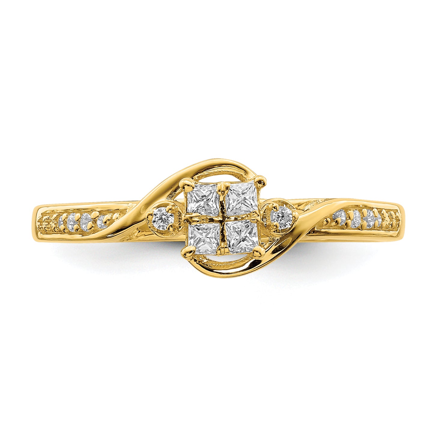 10k Yellow Gold 1/6 Ct. Lab Grown Diamond VS/SI+ G+ Cluster Engagement Ring