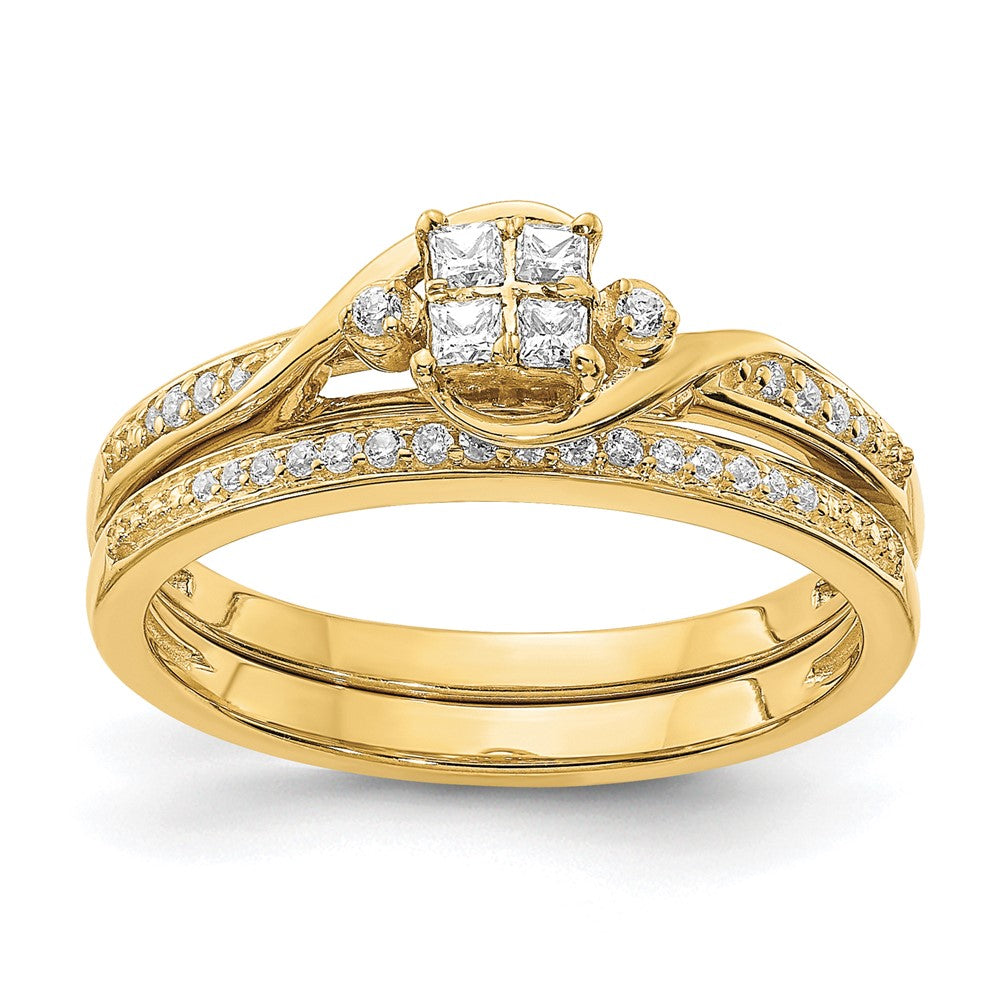 10k Yellow Gold 1/6 Ct. Lab Grown Diamond VS/SI+ G+ Complete Cluster Engagement Ring