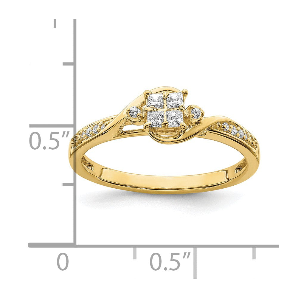 10k Yellow Gold 1/6 Ct. Lab Grown Diamond VS/SI+ G+ Complete Cluster Engagement Ring