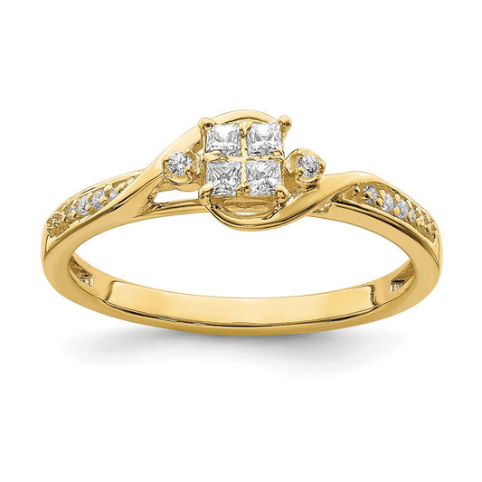 10k Yellow Gold 1/6 Ct. Lab Grown Diamond VS/SI+ G+ Complete Cluster Engagement Ring