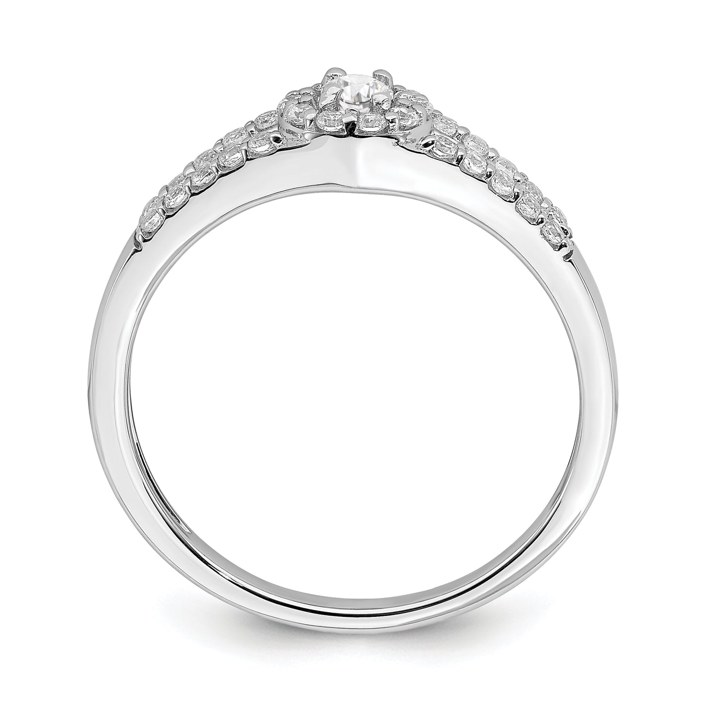 10k White Gold 1/3 Ct. Lab Grown Diamond VS/SI+ G+ Round Halo Engagement Ring