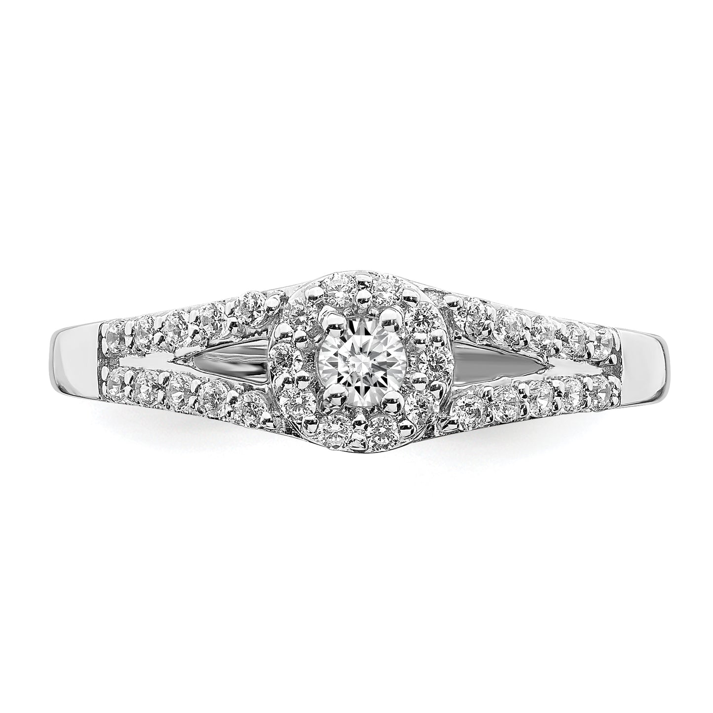 10k White Gold 1/3 Ct. Lab Grown Diamond VS/SI+ G+ Round Halo Engagement Ring