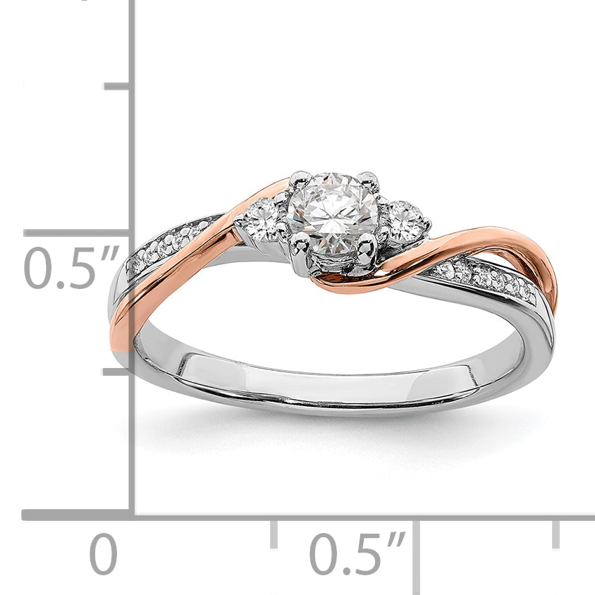 10k Two-tone Two Tone Rose and White Gold 3/8 Ct. Lab Grown Diamond VS/SI+ G+ Round Bypass Engagement Ring