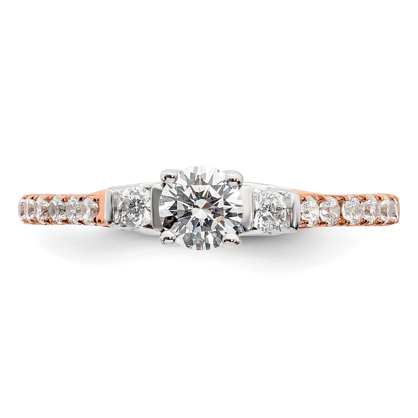 14K White/Rose Gold Rose 3/4 Ct. Lab Grown Diamond VS/SI+ G+ Petite Engagement Ring