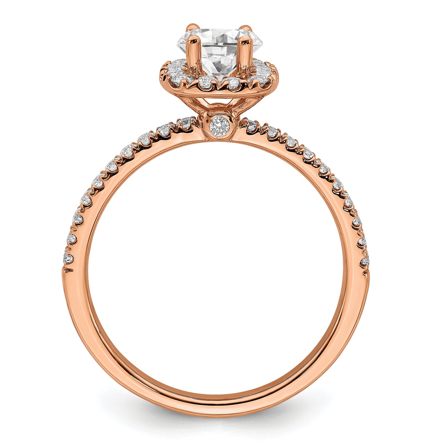 14k Rose Gold 3/4 Ct. Lab Grown Diamond VS/SI+ G+ Round Halo Engagement Ring