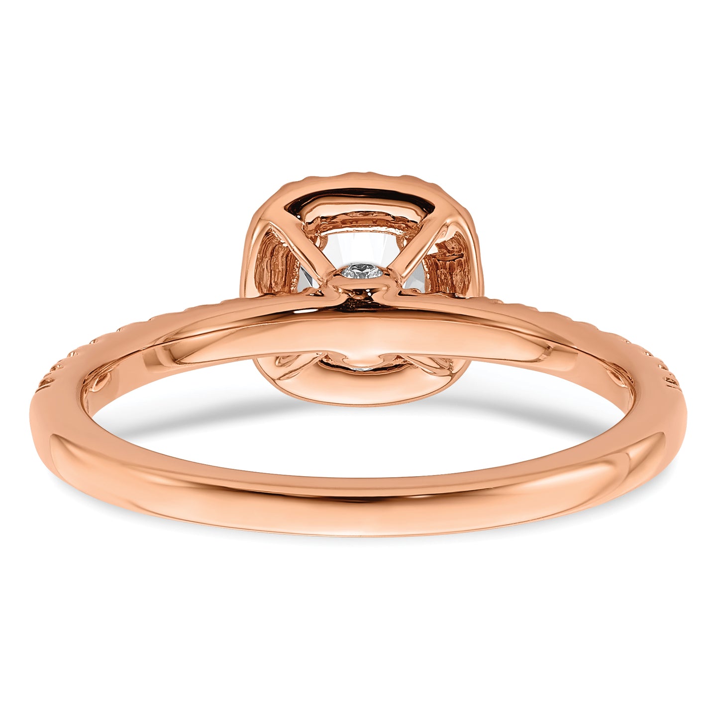 14k Rose Gold 3/4 Ct. Lab Grown Diamond VS/SI+ G+ Round Halo Engagement Ring