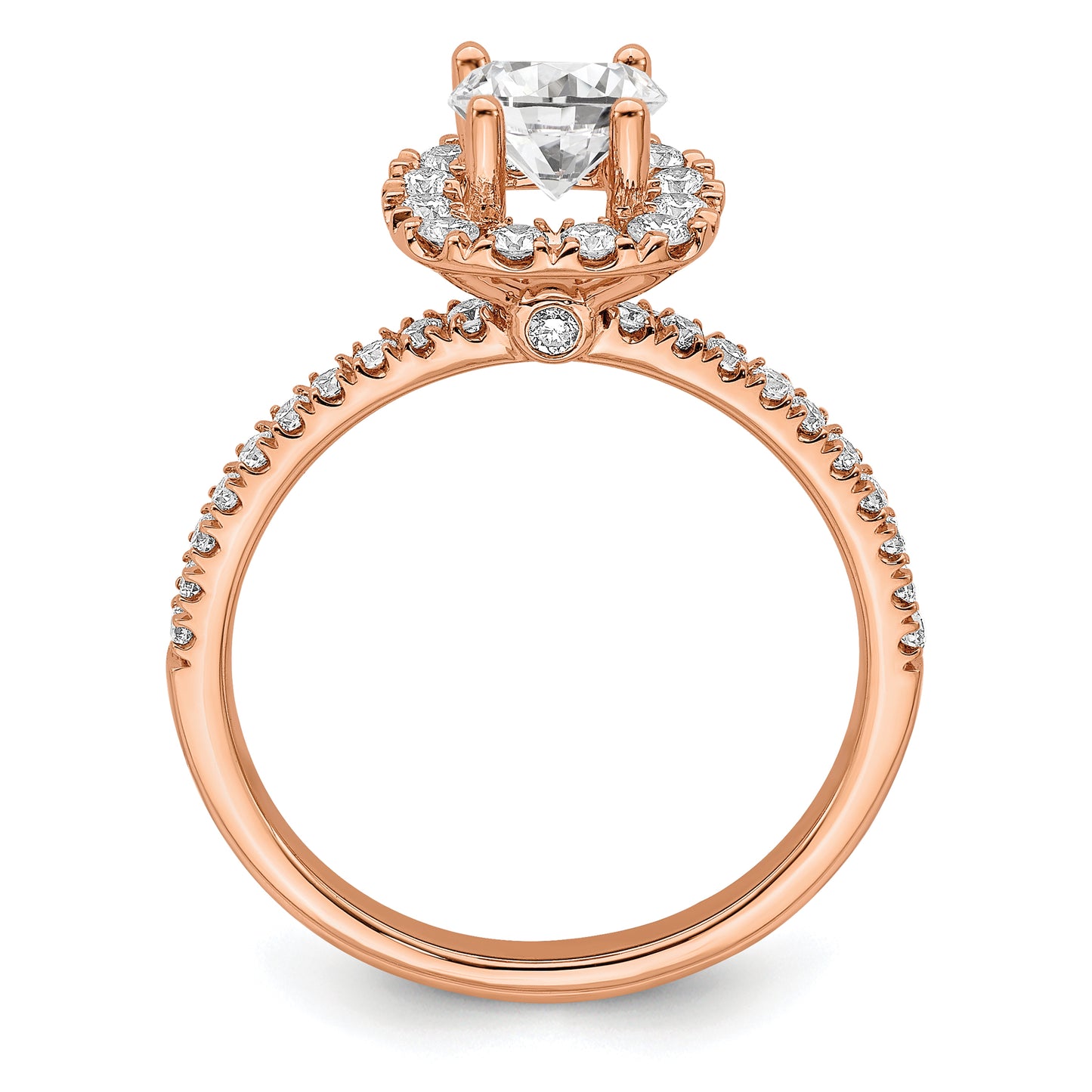 14k Rose Gold 1 Ct. Lab Grown Diamond VS/SI+ G+ Round Halo Engagement Ring