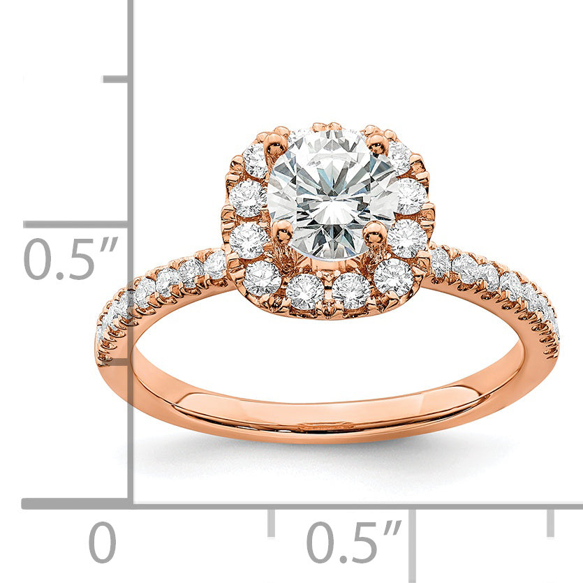 14k Rose Gold 1 Ct. Lab Grown Diamond VS/SI+ G+ Round Halo Engagement Ring