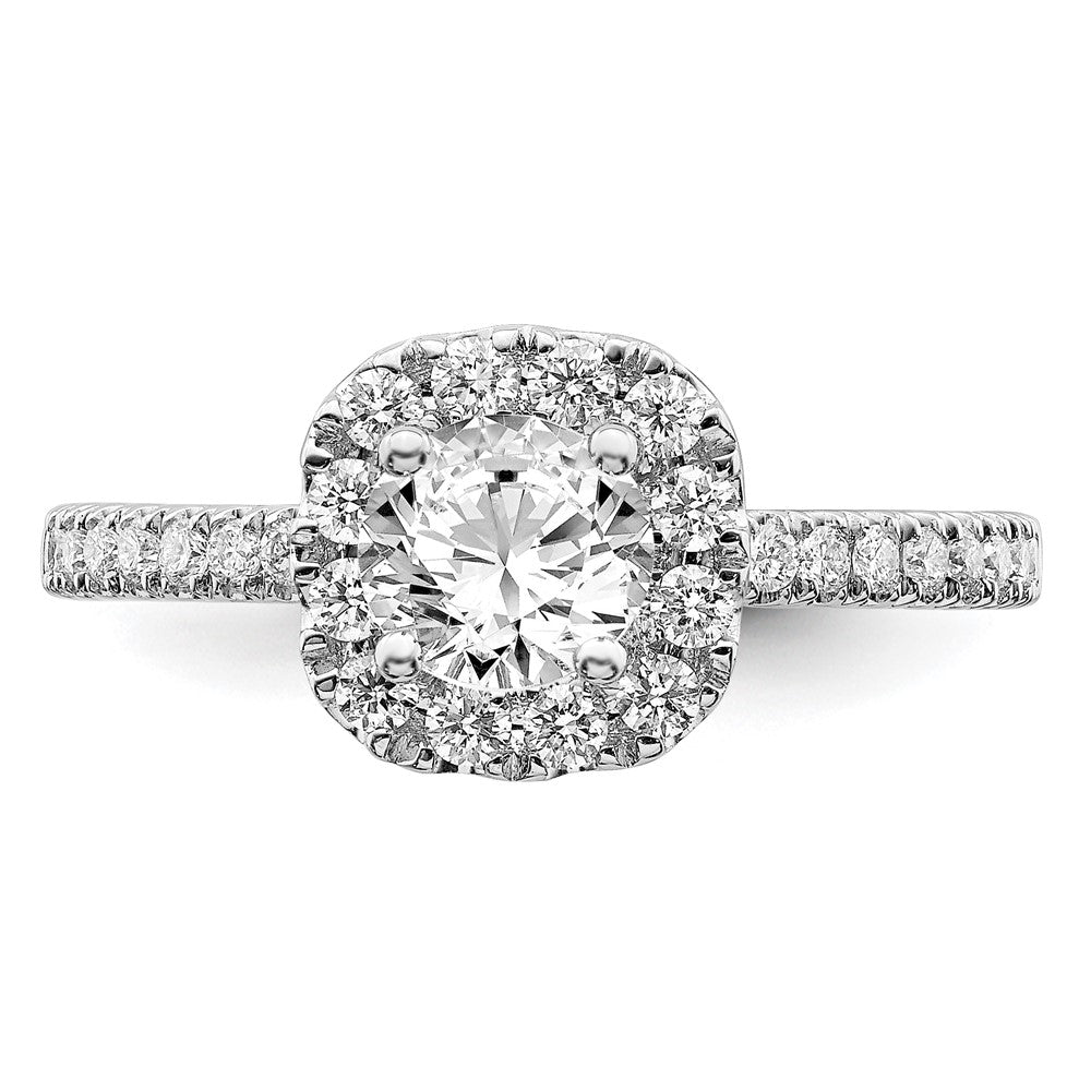 14k White Gold 1 Ct. Lab Grown Diamond VS/SI+ G+ Complete Round Halo Engagement Ring