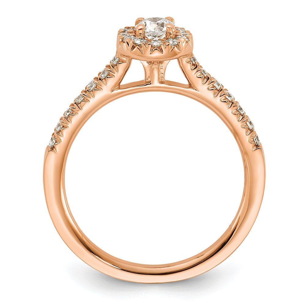 14k Rose Gold 1/2 Ct. Lab Grown Diamond VS/SI+ G+ Round Complete Halo Engagement Ring