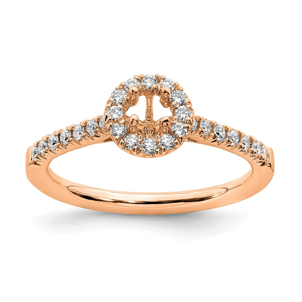 14k Rose Gold 1/2 Ct. Lab Grown Diamond VS/SI+ G+ Round Complete Halo Engagement Ring