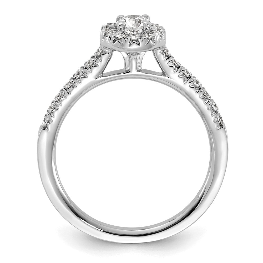 14k White Gold 1/2 Ct. Lab Grown Diamond VS/SI+ G+ Round Complete Halo Engagement Ring