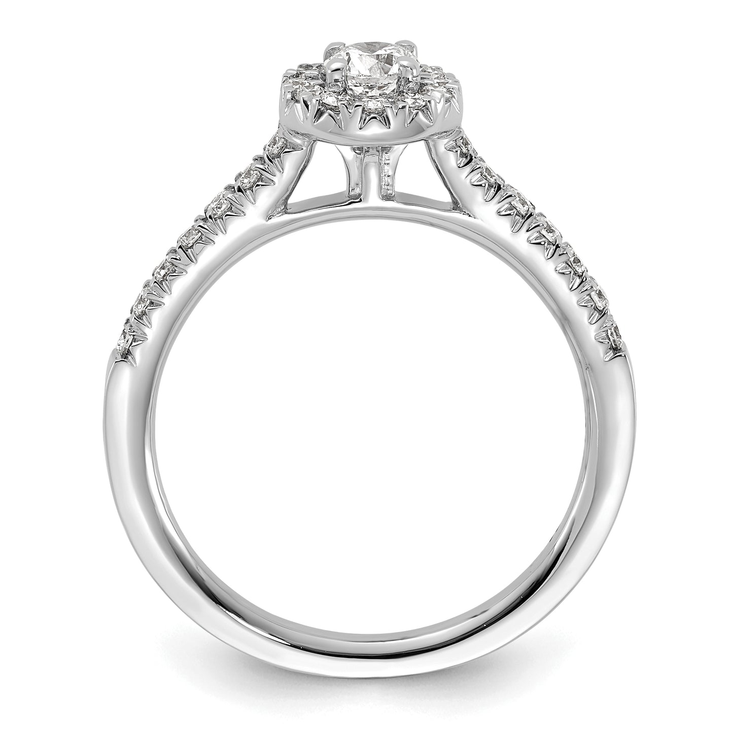 14k White Gold 1/2 Ct. Lab Grown Diamond VS/SI+ G+ Round Halo Engagement Ring