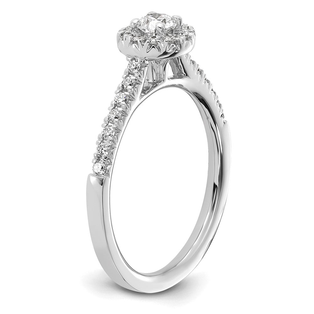 14k White Gold 1/2 Ct. Lab Grown Diamond VS/SI+ G+ Round Complete Halo Engagement Ring