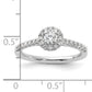 14k White Gold 1/2 Ct. Lab Grown Diamond VS/SI+ G+ Round Halo Engagement Ring