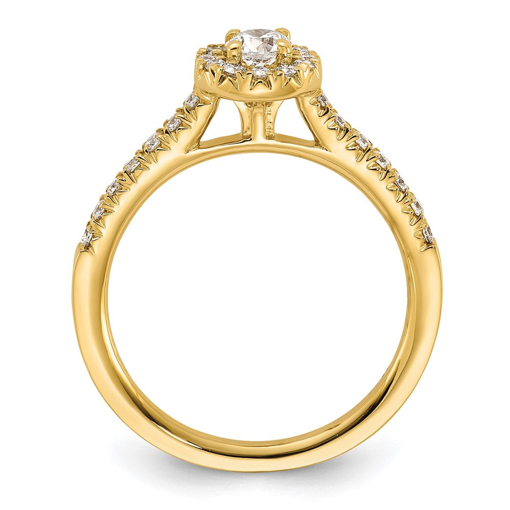 14k Yellow Gold 1/2 Ct. Lab Grown Diamond VS/SI+ G+ Round Complete Halo Engagement Ring