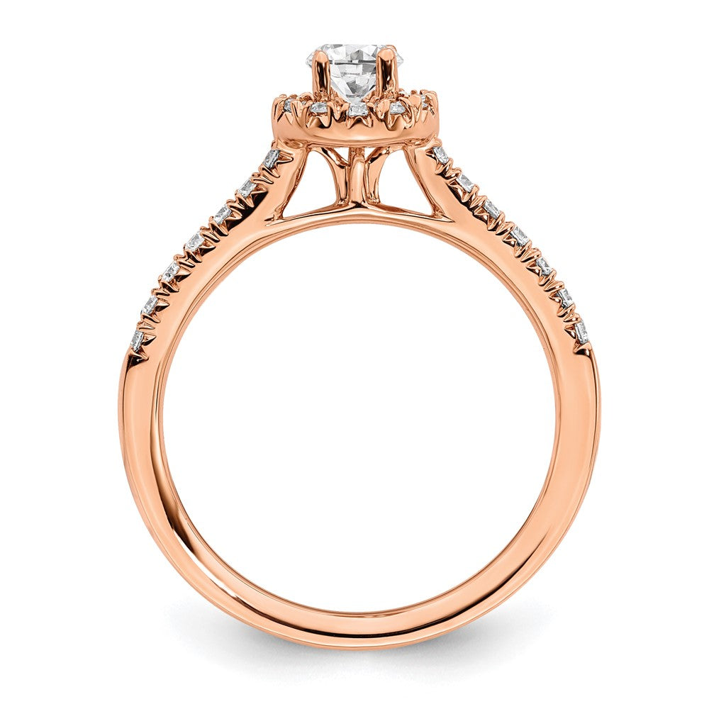 14k Rose Gold 3/4 Ct. Lab Grown Diamond VS/SI+ G+ Round Complete Halo Engagement Ring