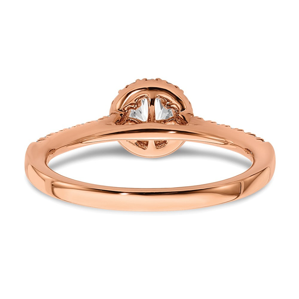 14k Rose Gold 3/4 Ct. Lab Grown Diamond VS/SI+ G+ Round Complete Halo Engagement Ring