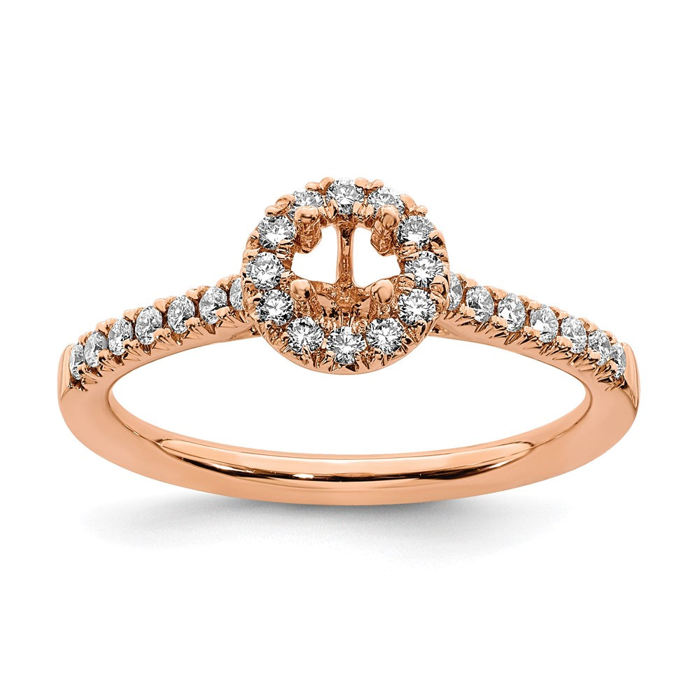 14k Rose Gold 3/4 Ct. Lab Grown Diamond VS/SI+ G+ Round Complete Halo Engagement Ring