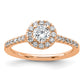 14k Rose Gold 3/4 Ct. Lab Grown Diamond VS/SI+ G+ Round Complete Halo Engagement Ring