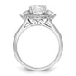 14k White Gold 1/2 Ct. Lab Grown Diamond VS/SI+ G+ 1 1/2 Ct. Center Round Semi Mount Three Stone Engagement Ring