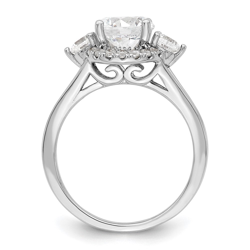 14k White Gold 1/2 Ct. Lab Grown Diamond VS/SI+ G+ 1 1/2 Ct. Center Round Semi Mount Three Stone Engagement Ring