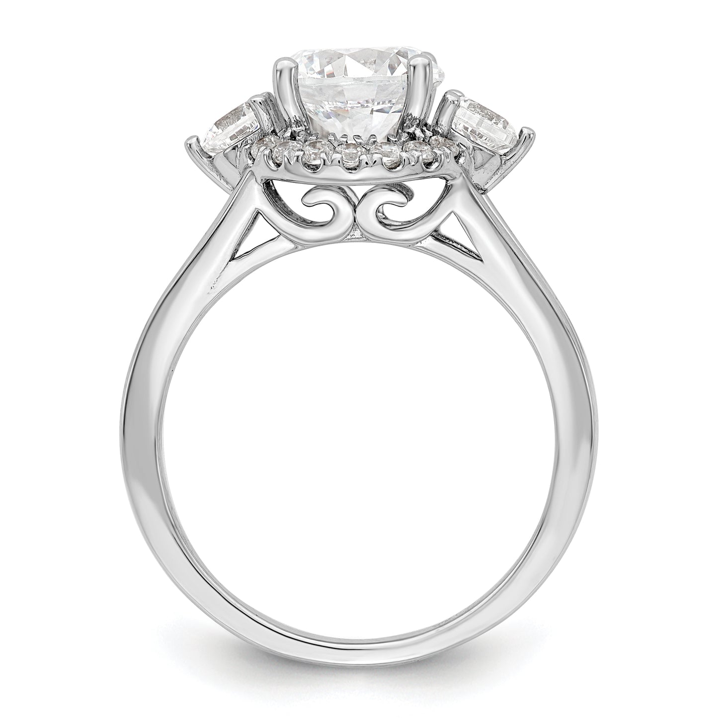 14k White Gold 1/2 Ct. Lab Grown Diamond VS/SI+ G+ 1 1/2 Ct. Center Round Three Stone Engagement Ring