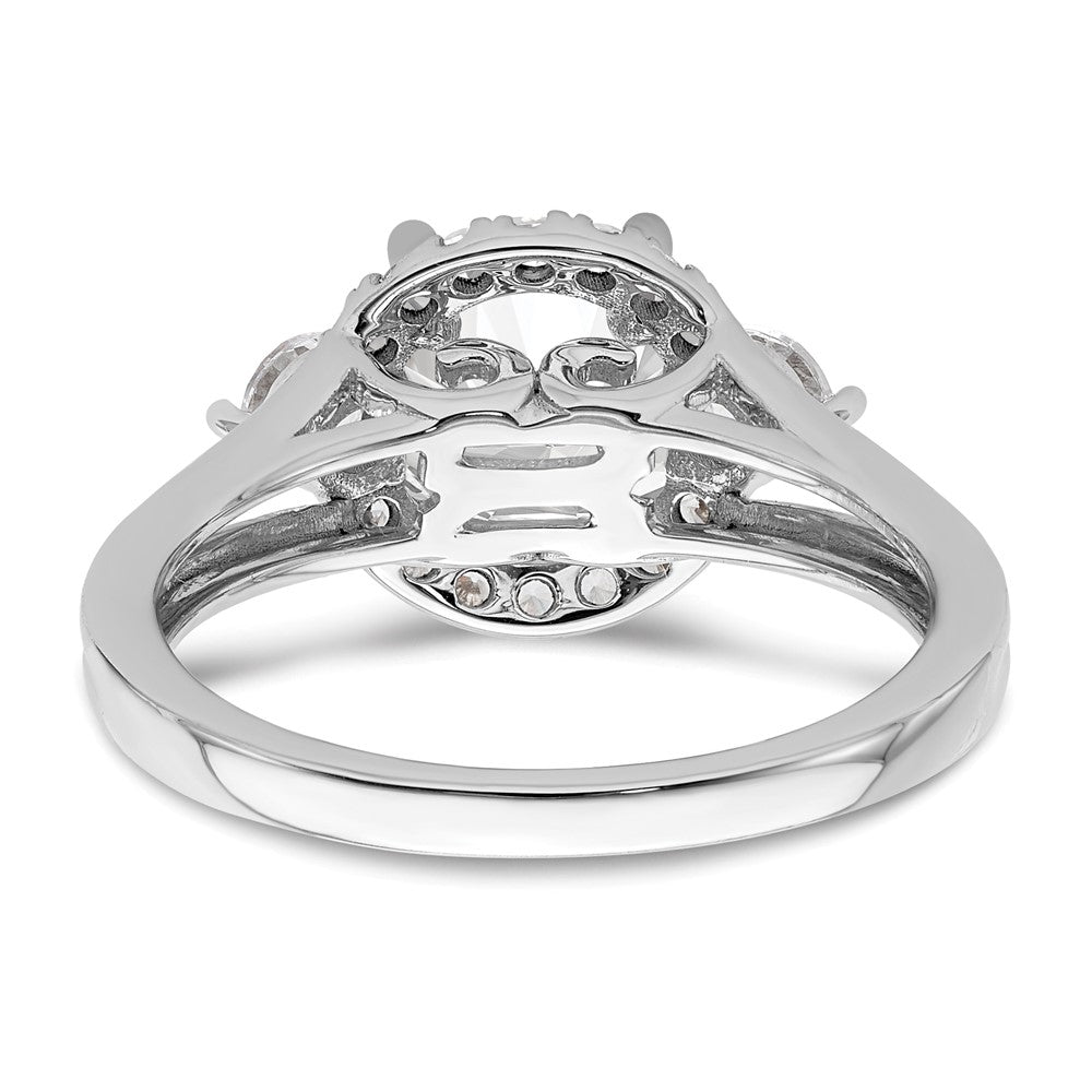 14k White Gold 1/2 Ct. Lab Grown Diamond VS/SI+ G+ 1 1/2 Ct. Center Round Semi Mount Three Stone Engagement Ring