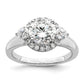 14k White Gold 1/2 Ct. Lab Grown Diamond VS/SI+ G+ 1 1/2 Ct. Center Round Semi Mount Three Stone Engagement Ring