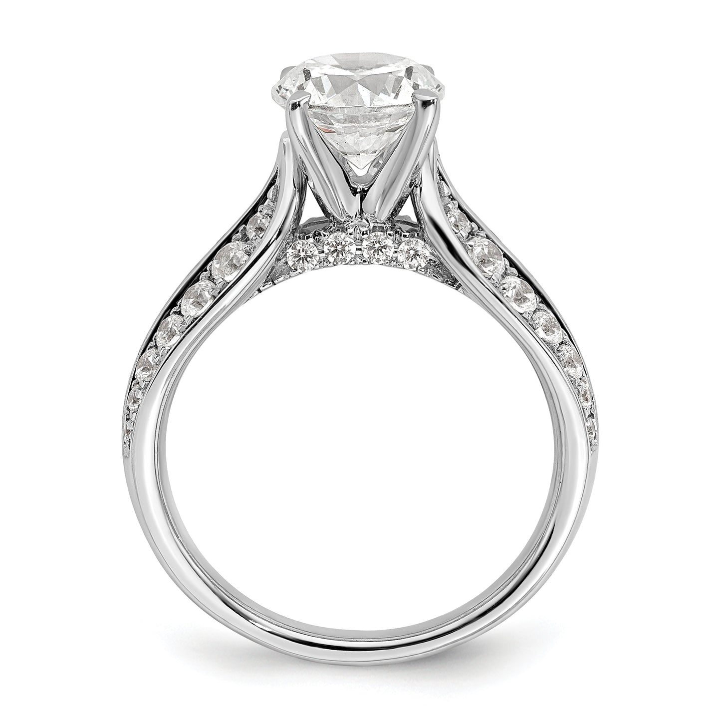 14k White Gold 5/8 Ct. Lab Grown Diamond VS/SI+ G+ 1 1/2 Ct. Center Round Shared Prong Engagement Ring