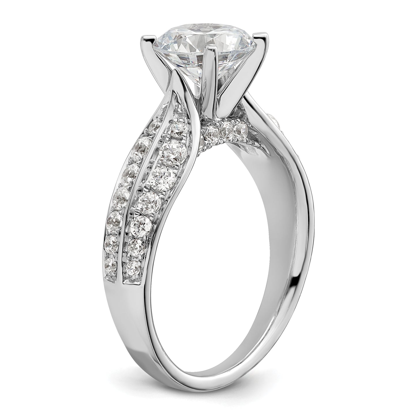 14k White Gold 5/8 Ct. Lab Grown Diamond VS/SI+ G+ 1 1/2 Ct. Center Round Shared Prong Engagement Ring